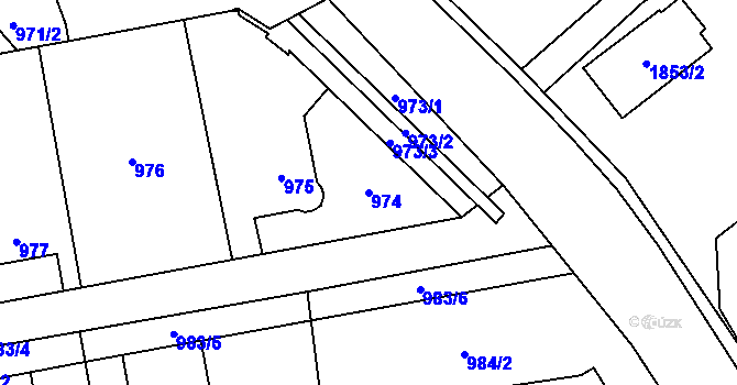 Parcela st. 974 v KÚ Hrabová, Katastrální mapa