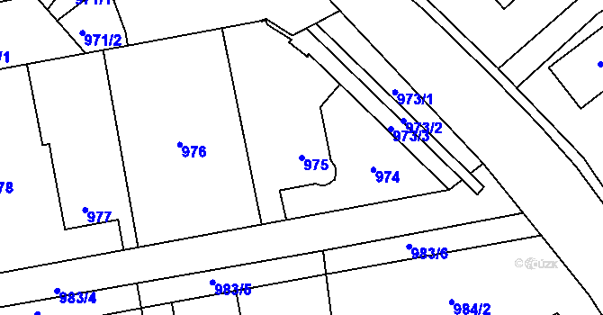 Parcela st. 975 v KÚ Hrabová, Katastrální mapa