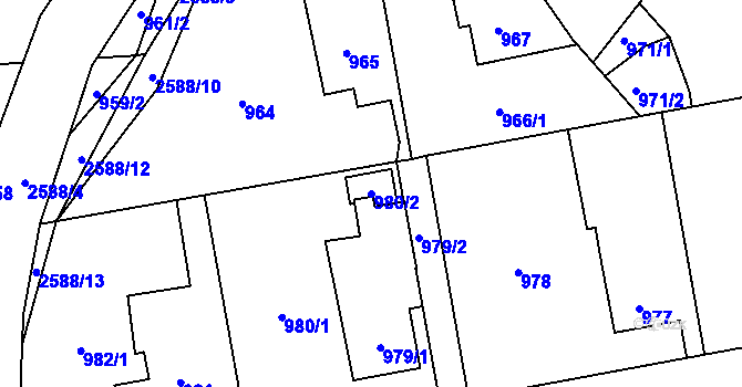 Parcela st. 980/2 v KÚ Hrabová, Katastrální mapa
