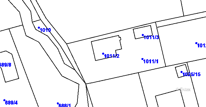 Parcela st. 1011/2 v KÚ Hrabová, Katastrální mapa
