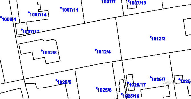 Parcela st. 1012/4 v KÚ Hrabová, Katastrální mapa