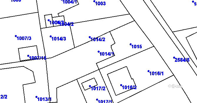 Parcela st. 1014/1 v KÚ Hrabová, Katastrální mapa