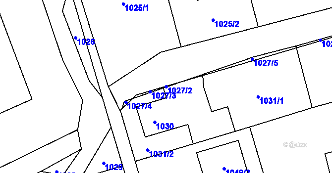 Parcela st. 1027/2 v KÚ Hrabová, Katastrální mapa