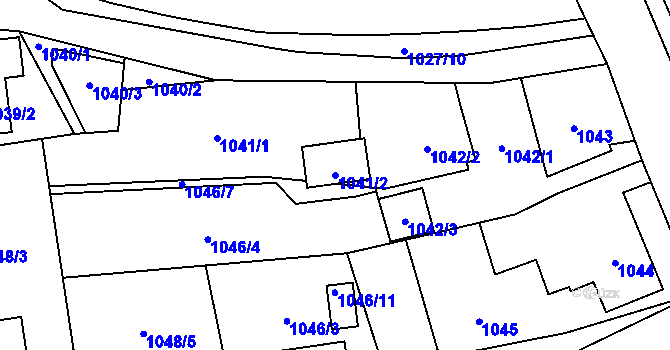 Parcela st. 1041/2 v KÚ Hrabová, Katastrální mapa