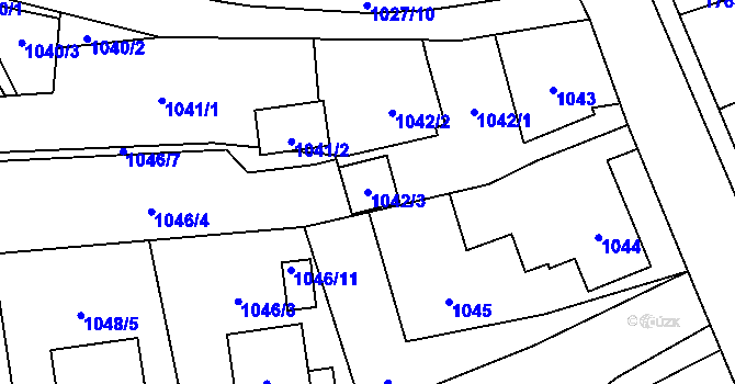 Parcela st. 1042/3 v KÚ Hrabová, Katastrální mapa