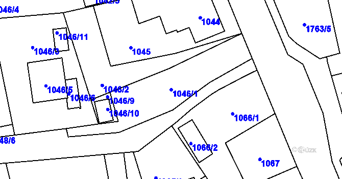 Parcela st. 1046/1 v KÚ Hrabová, Katastrální mapa