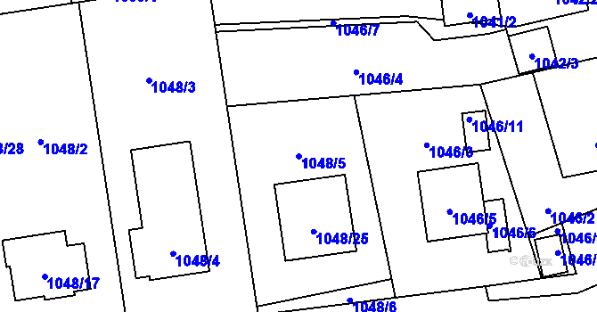 Parcela st. 1048/5 v KÚ Hrabová, Katastrální mapa