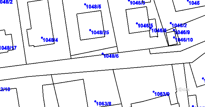 Parcela st. 1048/6 v KÚ Hrabová, Katastrální mapa