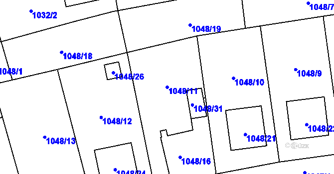 Parcela st. 1048/11 v KÚ Hrabová, Katastrální mapa