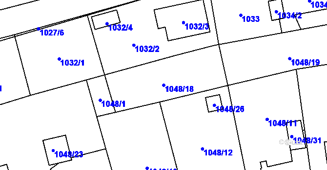 Parcela st. 1048/18 v KÚ Hrabová, Katastrální mapa