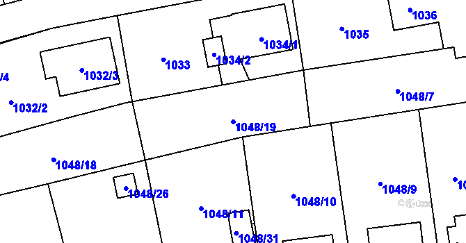 Parcela st. 1048/19 v KÚ Hrabová, Katastrální mapa