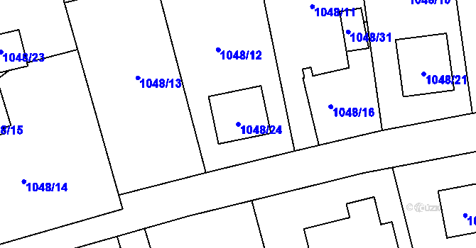Parcela st. 1048/24 v KÚ Hrabová, Katastrální mapa
