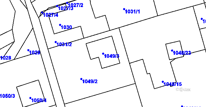 Parcela st. 1049/3 v KÚ Hrabová, Katastrální mapa