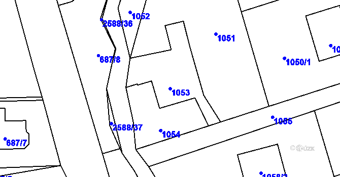 Parcela st. 1053 v KÚ Hrabová, Katastrální mapa