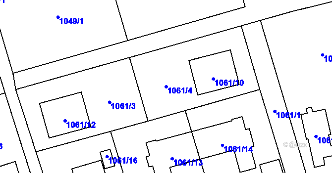 Parcela st. 1061/4 v KÚ Hrabová, Katastrální mapa