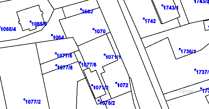 Parcela st. 1071/1 v KÚ Hrabová, Katastrální mapa