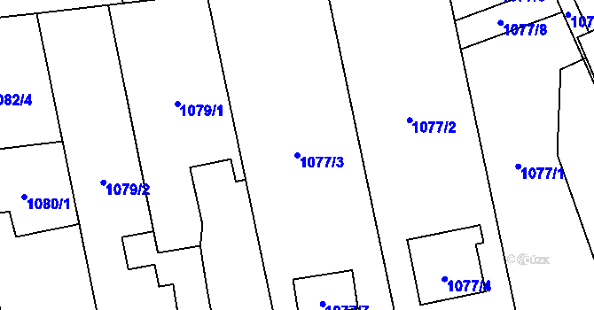 Parcela st. 1077/3 v KÚ Hrabová, Katastrální mapa