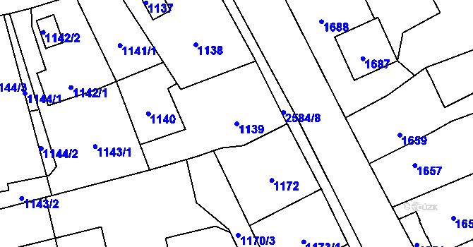 Parcela st. 1139 v KÚ Hrabová, Katastrální mapa