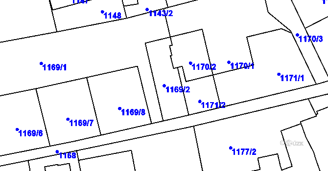 Parcela st. 1169/2 v KÚ Hrabová, Katastrální mapa