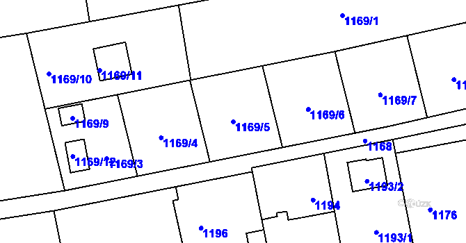 Parcela st. 1169/5 v KÚ Hrabová, Katastrální mapa