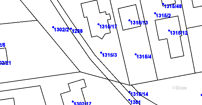 Parcela st. 1315/3 v KÚ Hrabová, Katastrální mapa