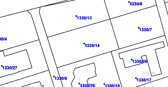 Parcela st. 1330/14 v KÚ Hrabová, Katastrální mapa
