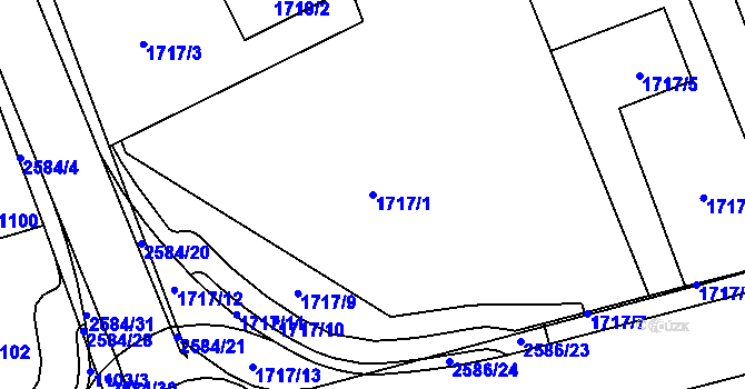 Parcela st. 1717/1 v KÚ Hrabová, Katastrální mapa