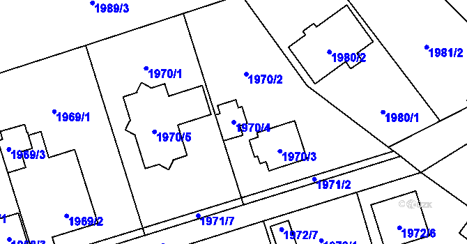 Parcela st. 1970/4 v KÚ Hrabová, Katastrální mapa