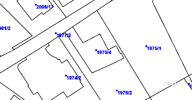 Parcela st. 1975/4 v KÚ Hrabová, Katastrální mapa