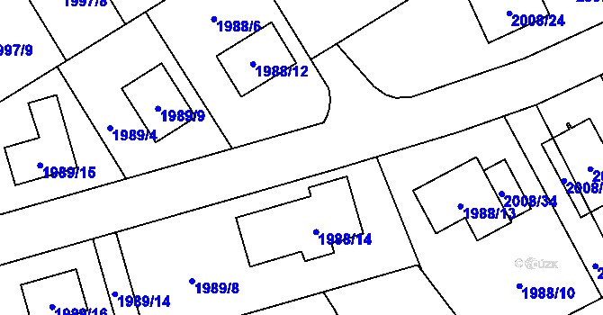 Parcela st. 1988/1 v KÚ Hrabová, Katastrální mapa