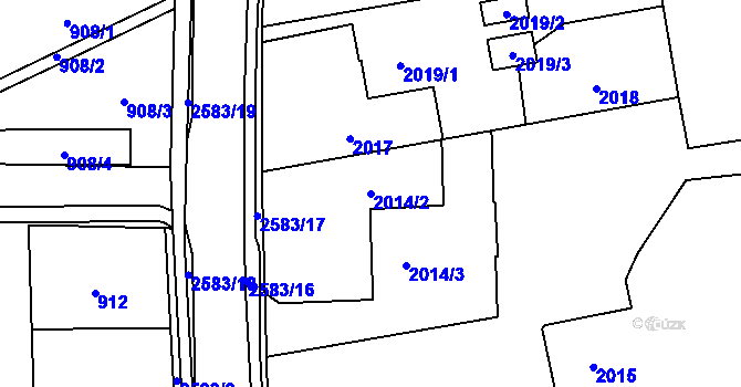 Parcela st. 2014/2 v KÚ Hrabová, Katastrální mapa