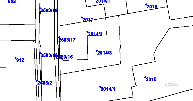 Parcela st. 2014/3 v KÚ Hrabová, Katastrální mapa