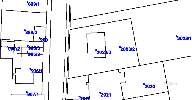 Parcela st. 2023/3 v KÚ Hrabová, Katastrální mapa