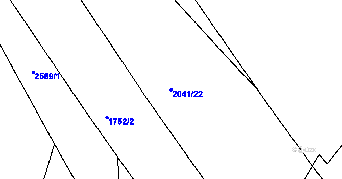 Parcela st. 2041/22 v KÚ Hrabová, Katastrální mapa