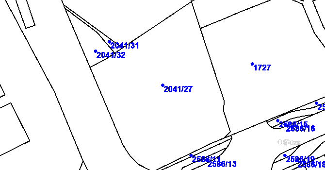 Parcela st. 2041/27 v KÚ Hrabová, Katastrální mapa