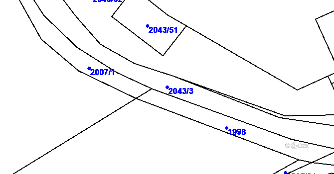 Parcela st. 2043/3 v KÚ Hrabová, Katastrální mapa