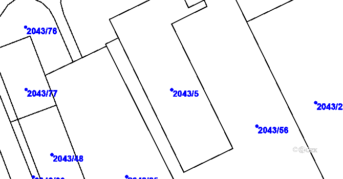 Parcela st. 2043/5 v KÚ Hrabová, Katastrální mapa