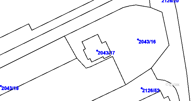 Parcela st. 2043/17 v KÚ Hrabová, Katastrální mapa