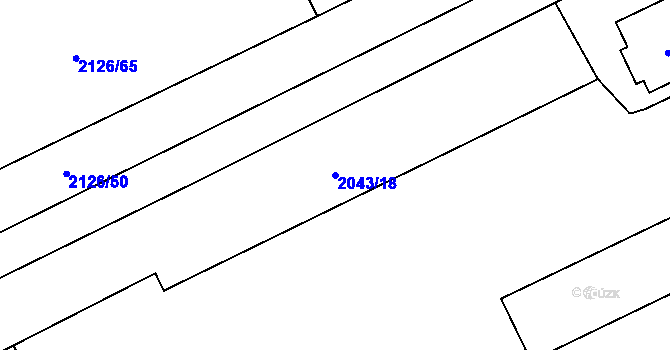 Parcela st. 2043/18 v KÚ Hrabová, Katastrální mapa