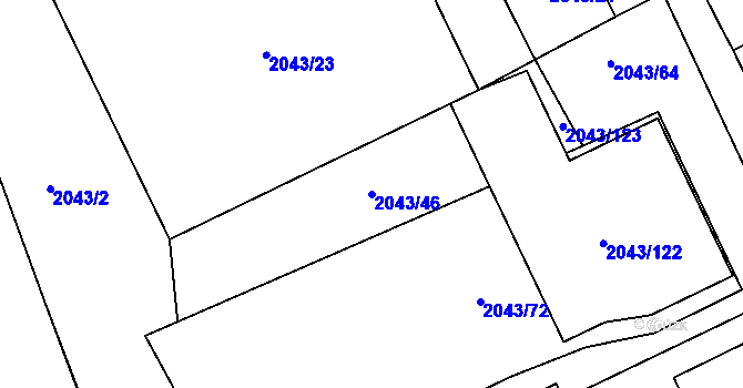 Parcela st. 2043/46 v KÚ Hrabová, Katastrální mapa