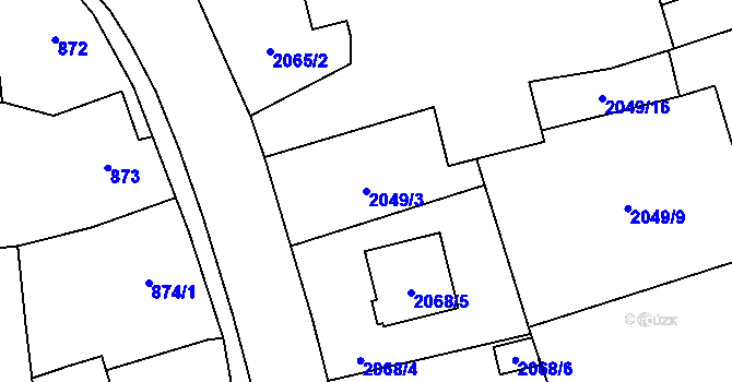 Parcela st. 2049/3 v KÚ Hrabová, Katastrální mapa