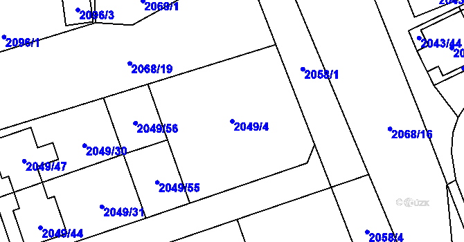 Parcela st. 2049/4 v KÚ Hrabová, Katastrální mapa