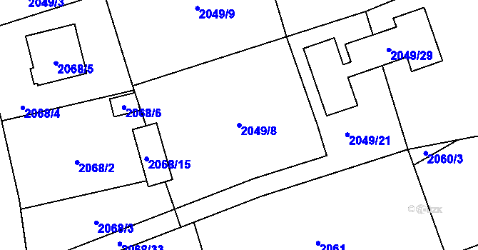 Parcela st. 2049/8 v KÚ Hrabová, Katastrální mapa