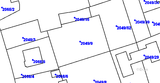 Parcela st. 2049/9 v KÚ Hrabová, Katastrální mapa