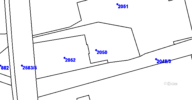 Parcela st. 2050 v KÚ Hrabová, Katastrální mapa