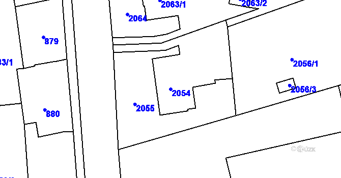 Parcela st. 2054 v KÚ Hrabová, Katastrální mapa