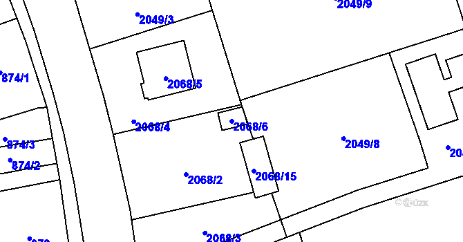 Parcela st. 2068/6 v KÚ Hrabová, Katastrální mapa