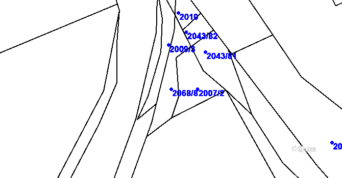 Parcela st. 2068/8 v KÚ Hrabová, Katastrální mapa