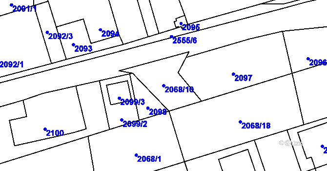 Parcela st. 2068/10 v KÚ Hrabová, Katastrální mapa