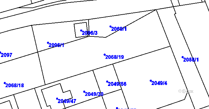 Parcela st. 2068/19 v KÚ Hrabová, Katastrální mapa